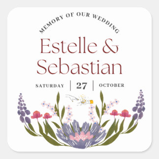 Élégant Sticker Mariage Floral
