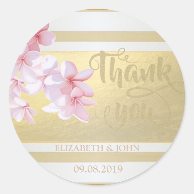 Élégant Sticker Mariage Merci Fleur (Devant)