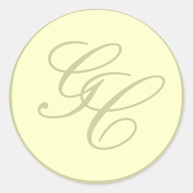 Élégant Sticker Mariage Monogram ivoire et beige (Devant)