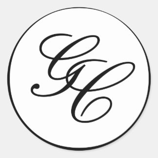 Élégant Sticker Mariage Monogram noir et blanc