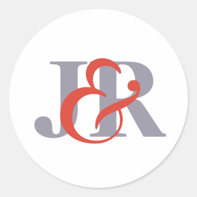 Élégant Sticker Mariage Monogramme moderne (Devant)