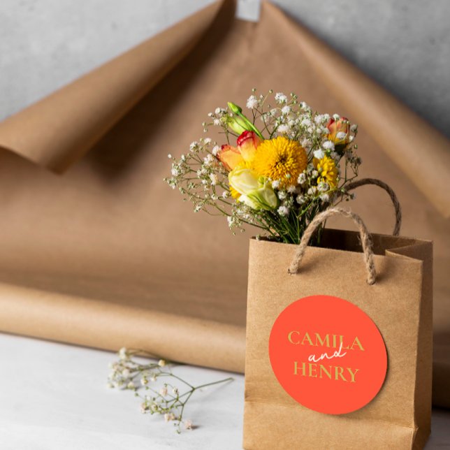 Élégant Sticker Monogram Mariage Classic Round (Créateur téléchargé)