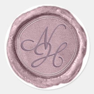 Élégant Sticker Monogramme de cire rose métallique