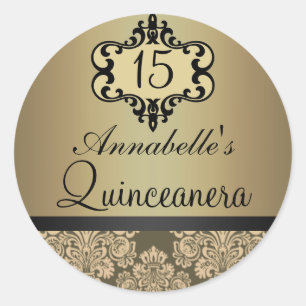 Élégant Sticker Quinceanera Gold Chic