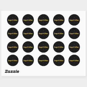 Élégant Sticker rond Félicitations Black & Gold