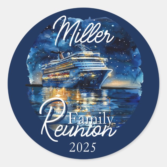 Élégant Sticker Rond Reunion Family de bateau de c (Devant)