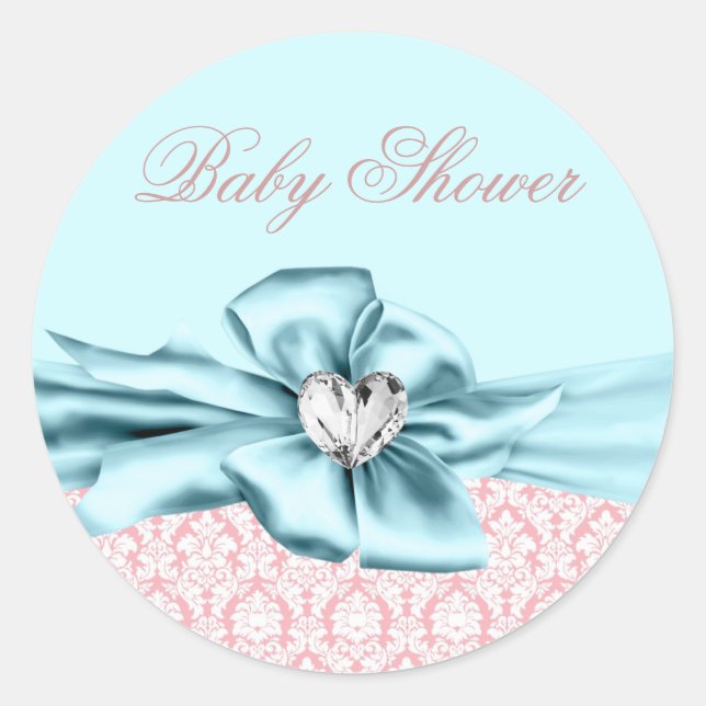 Élégant Stickers Baby shower bleu rose Turquoise (Devant)