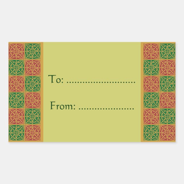 Élégant Stickers Cadeaux Fleur de Lis Rouge Vert (Devant)