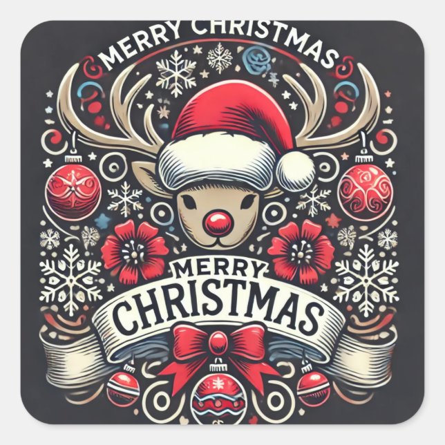 Élégant Stickers de Noël Reindeer (Devant)