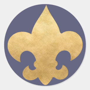 Élégant Stickers Fleur De Lis Bleu & Or