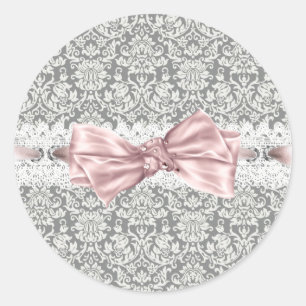 Élégant Stickers Gris Rose Damas
