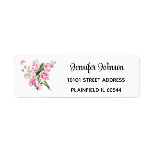 Elegant Still Life Pink Florals Return Address