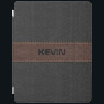 Elegant Stitched Black And Brown Leather Print iPad Smart Cover<br><div class="desc">Elegant image of black and brown stitched leather texture print with customizable monogram.</div>