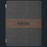 Elegant Stitched Black And Brown Leather Print iPad Smart Cover<br><div class="desc">Elegant image of black and brown stitched leather texture print with customizable monogram.</div>