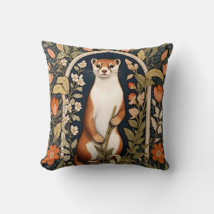 Elegant Stoat William Morris Inspired Floral Throw Pillow
