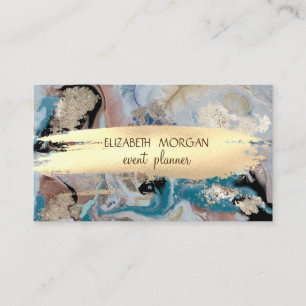 Elegant Stone Marble Gold Foil Brush Stroke Business Card
