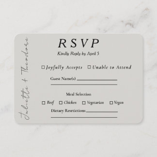 Elegant Stone RSVP with Entree Selection Card