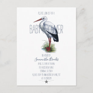Elegant Stork Baby Shower Invitation Postcard