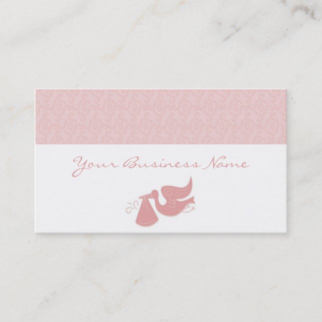 Elegant Stork Pink Business Card (Front)
