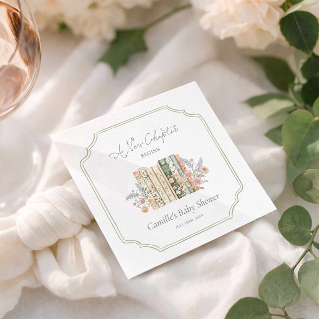 Elegant Storybook Baby Shower Napkin (A New Chapter Baby Shower paper napkins)