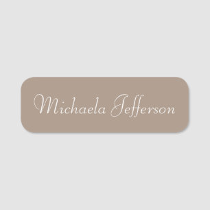 Elegant Straw Brown Trendy Handwritten Calligraphy Name Tag