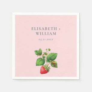 Elegant Strawberry and Peonies Personalized Napkin