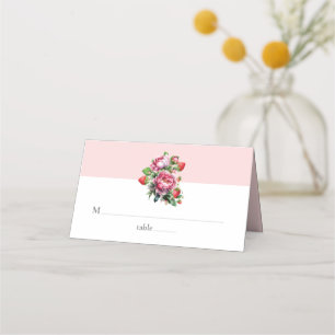 Elegant Strawberry and Peonies Wedding Place Card