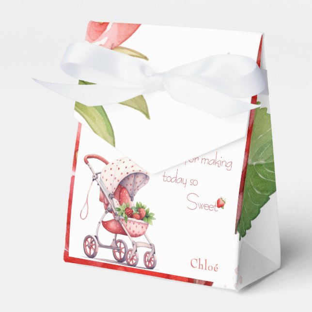 Elegant Strawberry baby shower  Favor Box (Front Side)