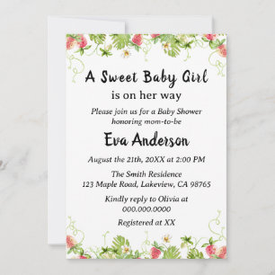 Elegant Strawberry Baby Shower Invitation