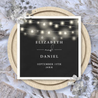 Elegant String Lights Black And White Wedding