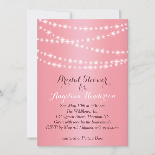 Elegant String Lights Bridal Shower Invitation (Front)