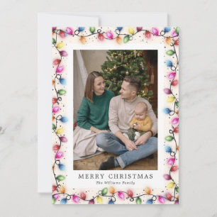 Elegant String Lights Colorful Photo Christmas Holiday Card