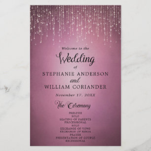 Elegant String Lights Cranberry Wedding Program
