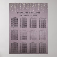 Elegant String Lights Mauve Rose Seating Chart