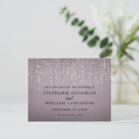 Elegant String Lights Mauve Save the Date STD