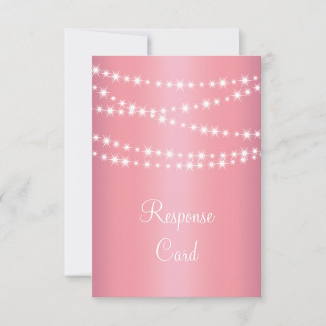 Elegant String Lights on Rose Gold RSVP (Front)