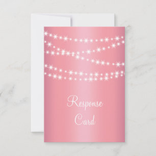 Elegant String Lights on Rose Gold RSVP Card