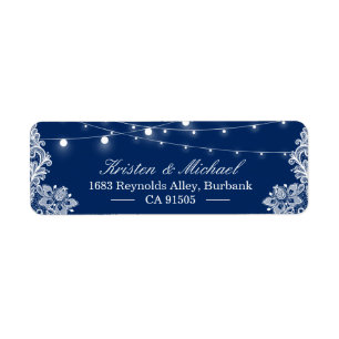 Elegant String Lights White Lace Navy Blue