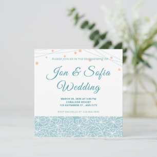 Elegant String Lights With Blue Floral Invitation