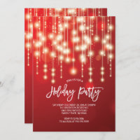 Elegant String of Lights Christma Party Invitation