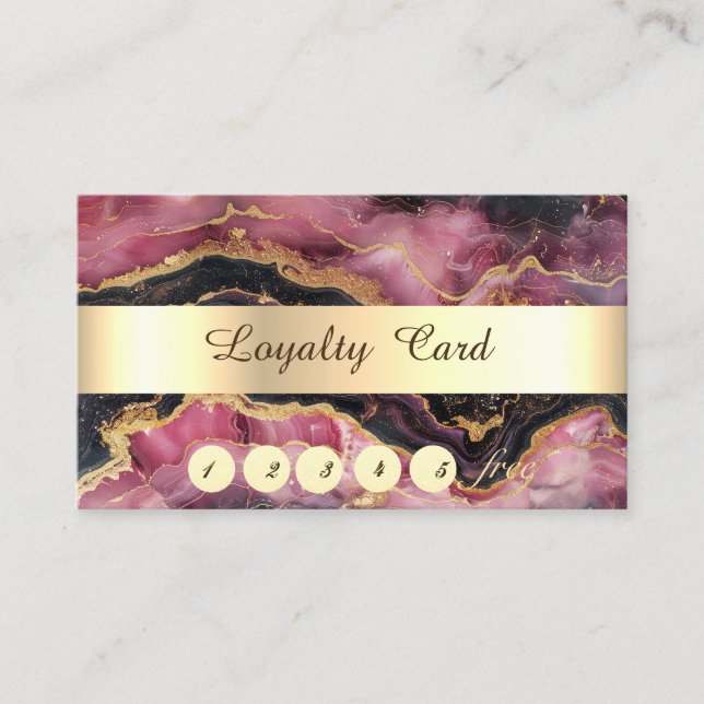 Elegant Stripe Burgundy Marble Loyalty Card (Front)