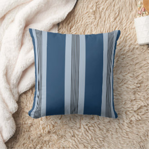 Elegant Stripe Cabana Style Blue Light Blue Throw Pillow