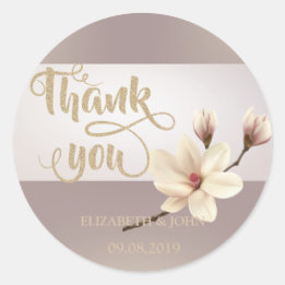 Élégant Stripe Magnolia Vous Sticker Mariage