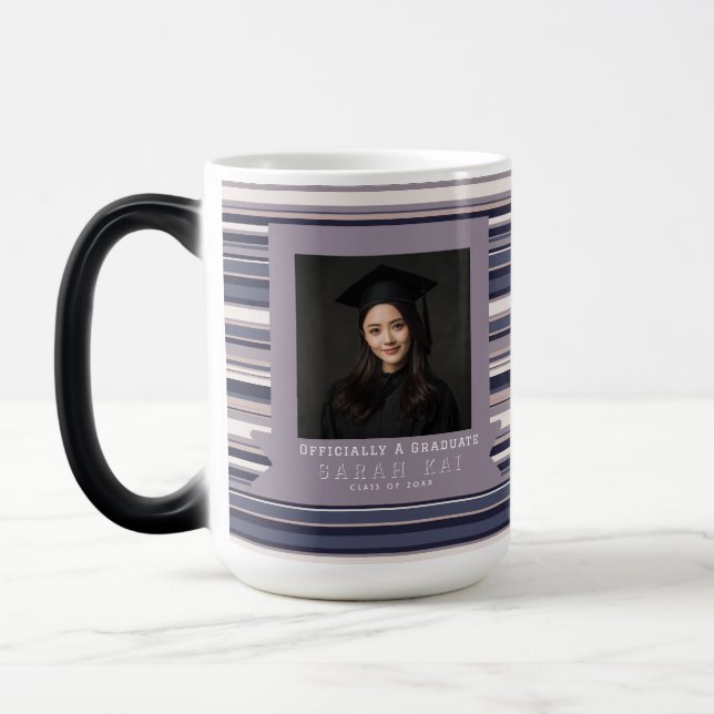 Elegant Stripe Pattern Gift For Her Graduation Magic Mug (Left)