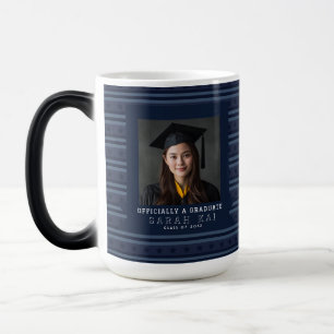 Elegant Stripe Print Senior Year Grad Magic Mug