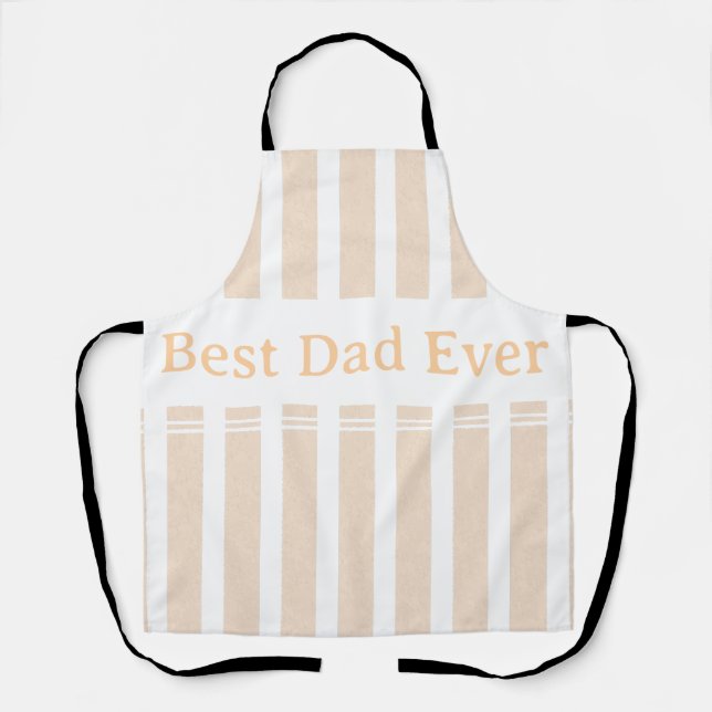 Elegant Striped Best Dad Ever Personalized Apron (Front)
