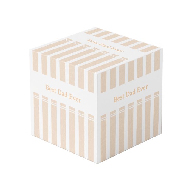 Elegant Striped Best Dad Ever Personalized Cube (Front Angled)