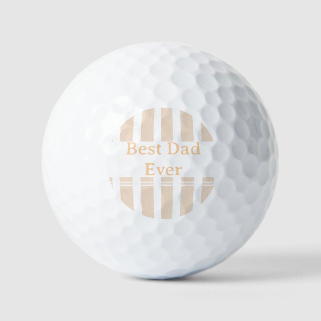 Elegant Striped Best Dad Ever Personalized Golf Balls (Front)