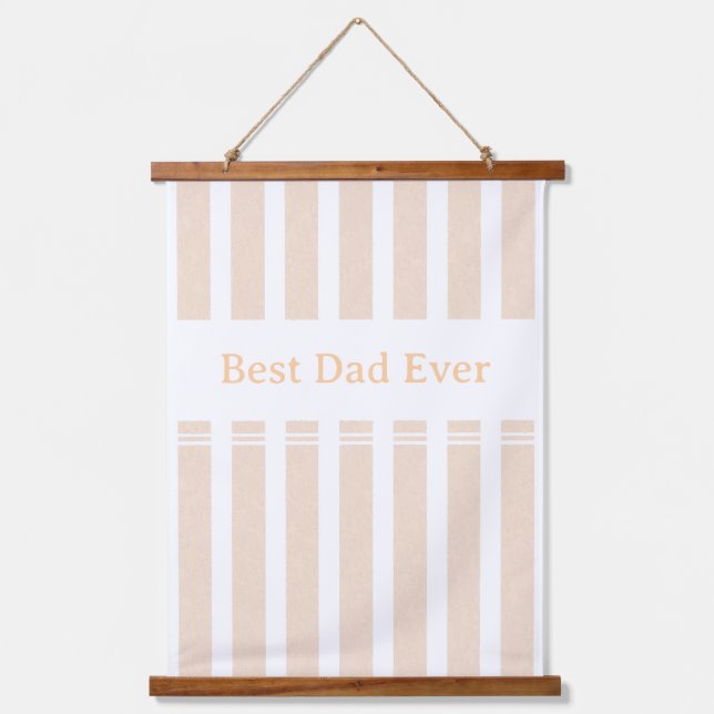 Elegant Striped Best Dad Ever Personalized Hanging Tapestry (Front)