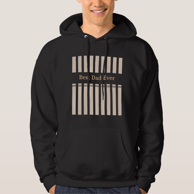 Elegant Striped Best Dad Ever Personalized Hoodie (Front)
